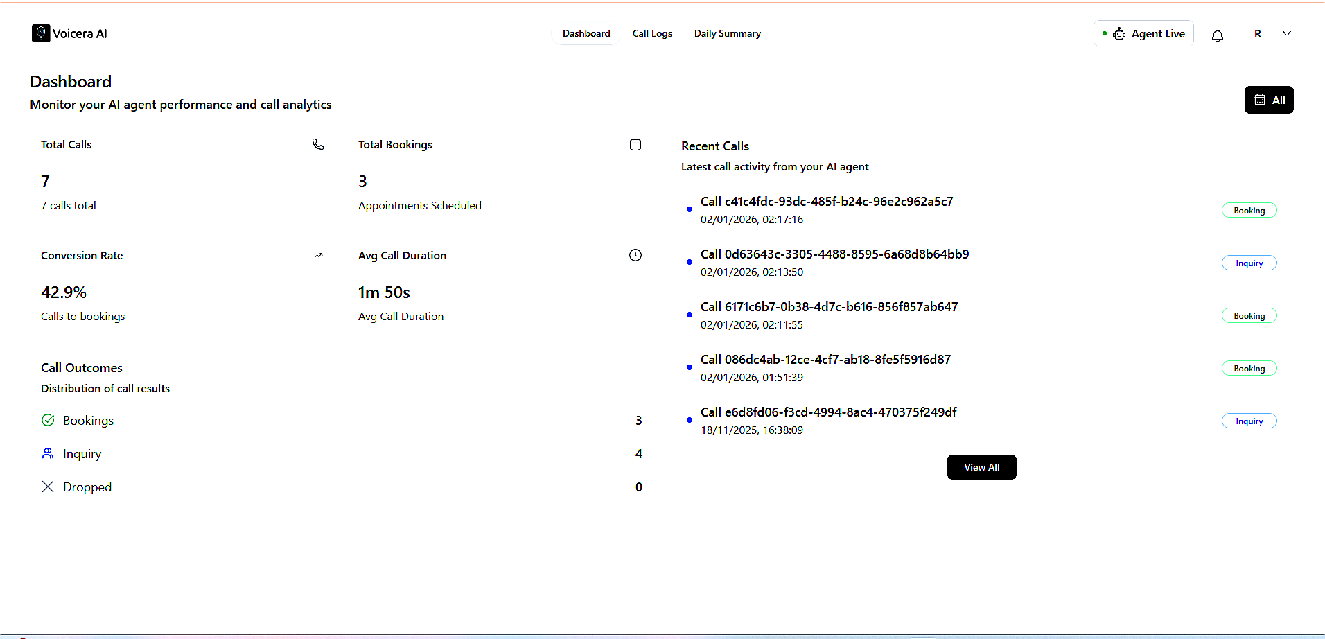 Voicera AI Dashboard